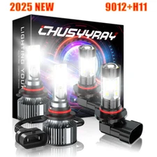 Combo 9012+H11 LED Headlight Fog Light Bulbs Kit Super Bright High Low Beam