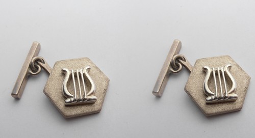Paire De Boutons De Manchette Anciens En Argent 835 - Modèle Homme (J2)