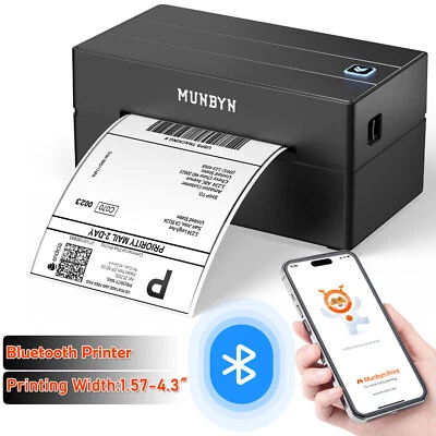 MUNBYN Labelprinter Bluetooth 4x6, Thermische Labelprinter, Ideaal voor kleine bedrijven en thuisgebruik, Compatibel met iOS, Android, Windows, Chromebook, DHL en UPS, Roze