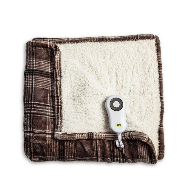 Serta Perfect Sleeper Heated Electric Blanket Throw Sherpa ...