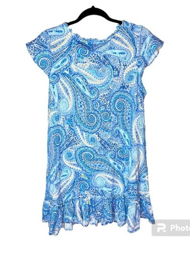 Lauren Ralph Lauren Black Label Blue Paisley Nightgown Women’s Size Large - Picture 2 of 6