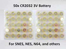 50 Replacement Battery - Super Nintendo NES SNES CR2032 Tabbed Tab Batteries