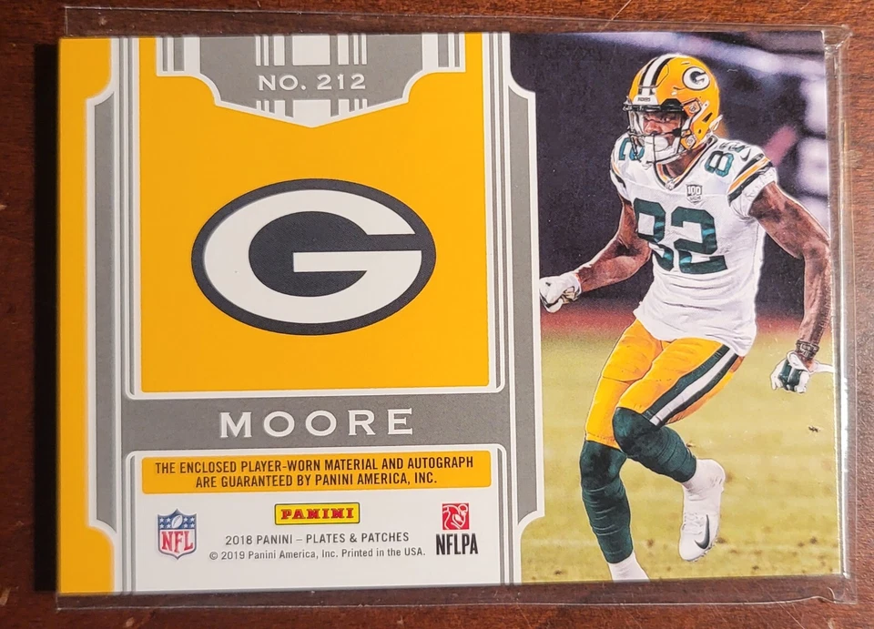 2018 Panini Plates & Patches Green 16/99 J'Mon Moore #212 Rookie Patch Auto - Image 2 of 2