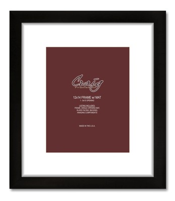 Craig Frames Modern Black 12x14 Photo Frame w/ Glass & Matting for 8x10 Photo