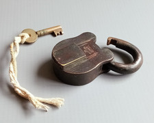 Antique Walsall Locks & Cartgear Ltd Brass Padlock with Original Key 1916