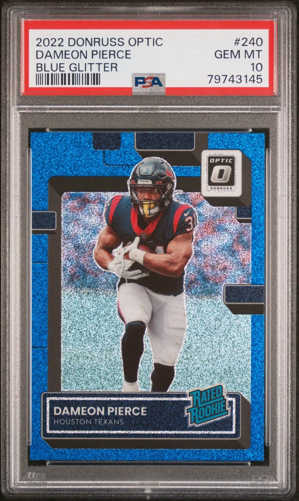 2022 Donruss Optic Dameon Pierce Blue Glitter RC SSP PSA 10 #240