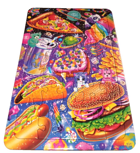 Vintage 90s Lisa Frank Jigsaw Puzzle Outer Space Planet Food Dog Cat Panda Bear