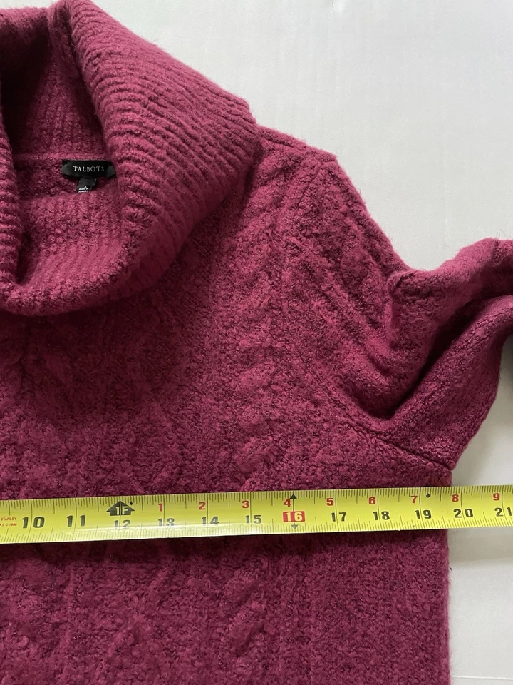 Talbots Sweater Dress Womens L Pink Cable Knit Boucle Cowl Neck Soft Stretch - Image 4 of 4