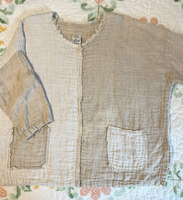Match Point Linen Top M Cream Natural Pockets Stain