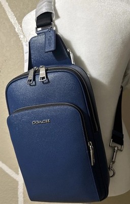NWT Coach Ethan Pack Crossbody Crossgrain Leather True Blue CDB75