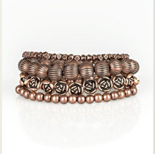 Copper Tone Round Beaded Wrap Bracelet, Metal...