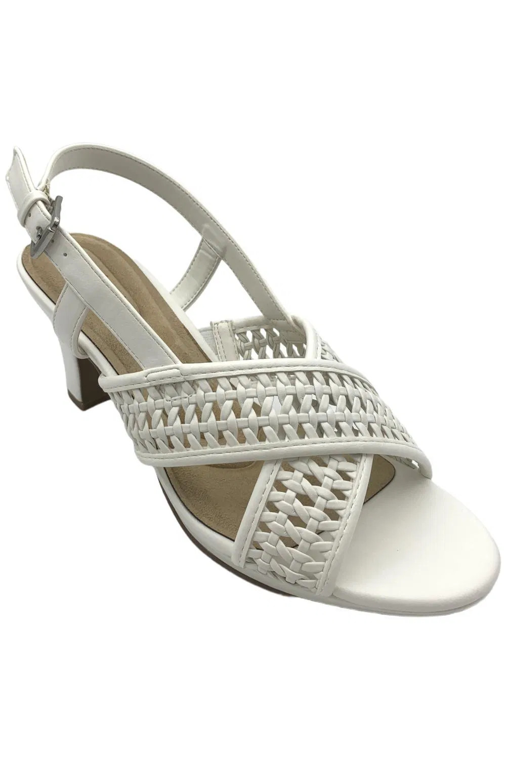 Easy Street Women's Sol Dress Heel White/Woven