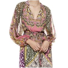 Alice + Olivia Lillian Paisley Printed Mini Dress Sz 8 Maximalist Eclectic Boho