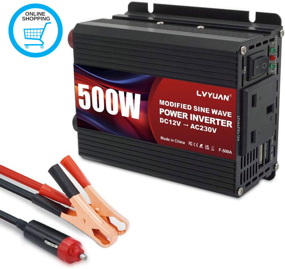 500W Power Inverter DC 12V to 230V 240V AC Transformer Car Converter 12V with Du