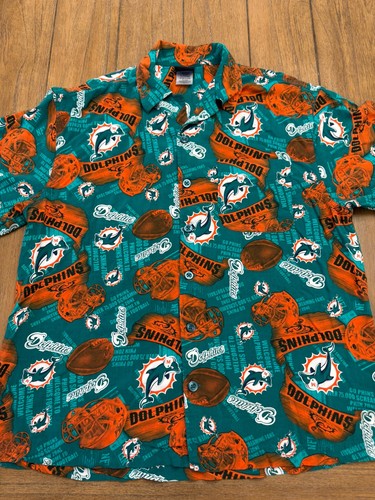 NFL Team Apparel Miami Dolphins Button Down PJ Shirt Sz L