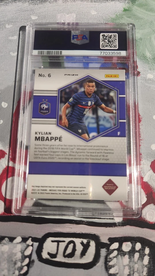 2021-22 Mosaic Fifa RD/WC Kylian Mbappe Reactive Purple PSA 10 - Image 2 of 2