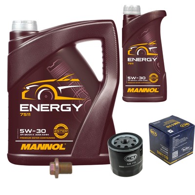 Inspektionspaket 6L Energy 5W-30 für Saab 9-3 Cabriolet 2.0 Turbo 2.0i 2.3i 2.3