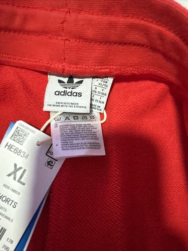 NWT Youth XL Adidas Shorts Trefoil Knit Sweat Shorts AdiColor Vivid Red $30 - Picture 6 of 9