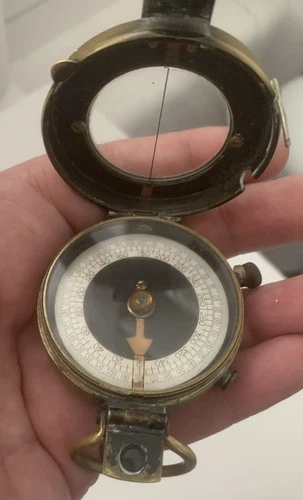 WW1 British Army Officers Military Verners brass compass dated 1917