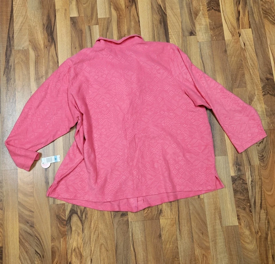 4X Fleece PJ Pajama Set Women's Plus Size Comfy Pink Texture - Image 2 of 4