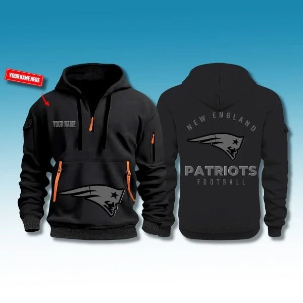 Patriots Back In Black Quarter Zip Hoodie 2025