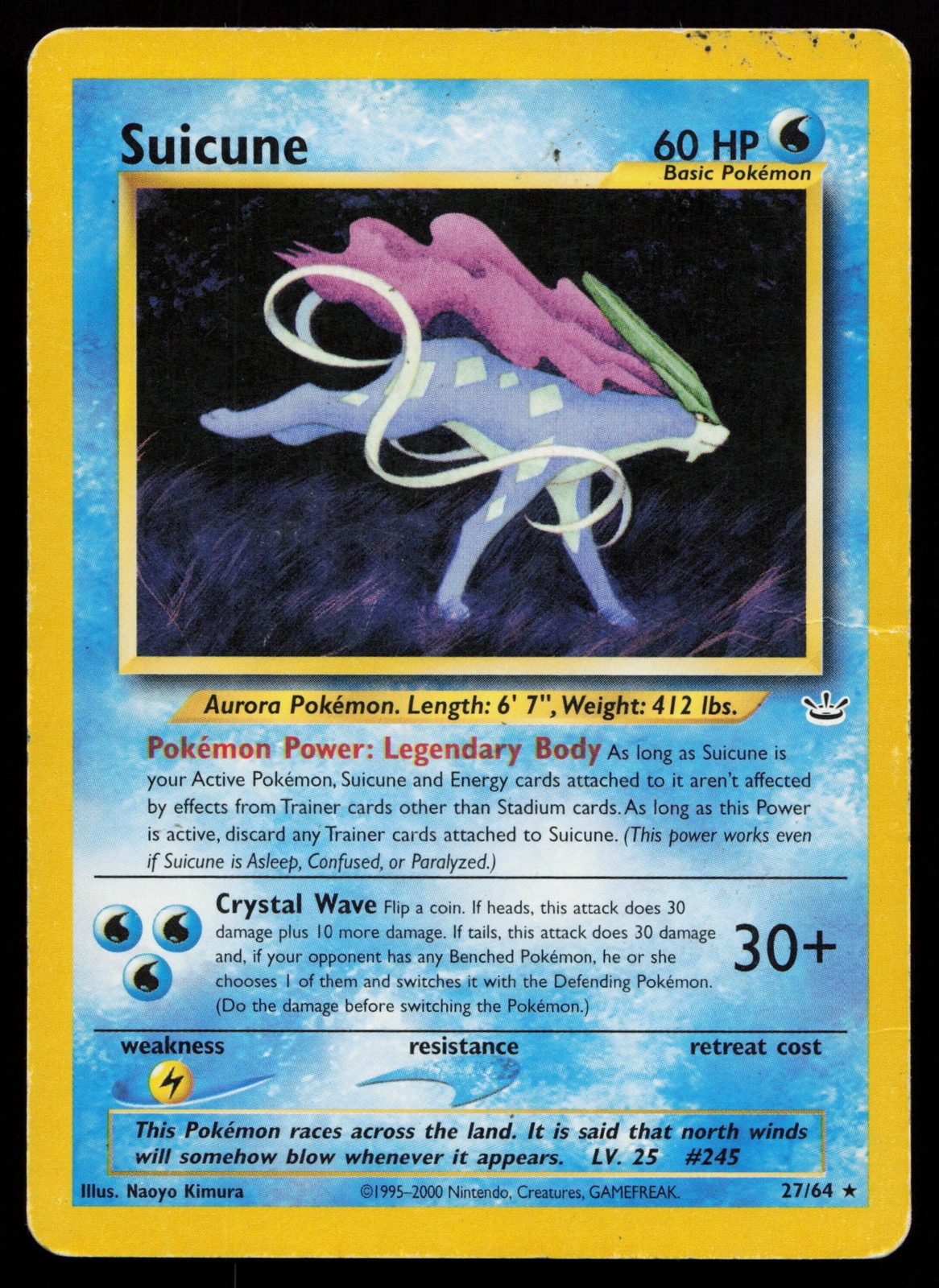 Suicune 27/64 Rare Neo Revelation Pokémon Card