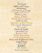 Names of Jesus Christian Wall Art Print - Inspirational Bible Verse Parchment De