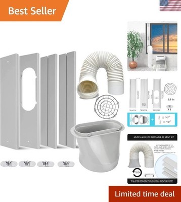 Easy Install Portable AC Vent Kit with 5.9'' Hose - Adjustable Length for Windows