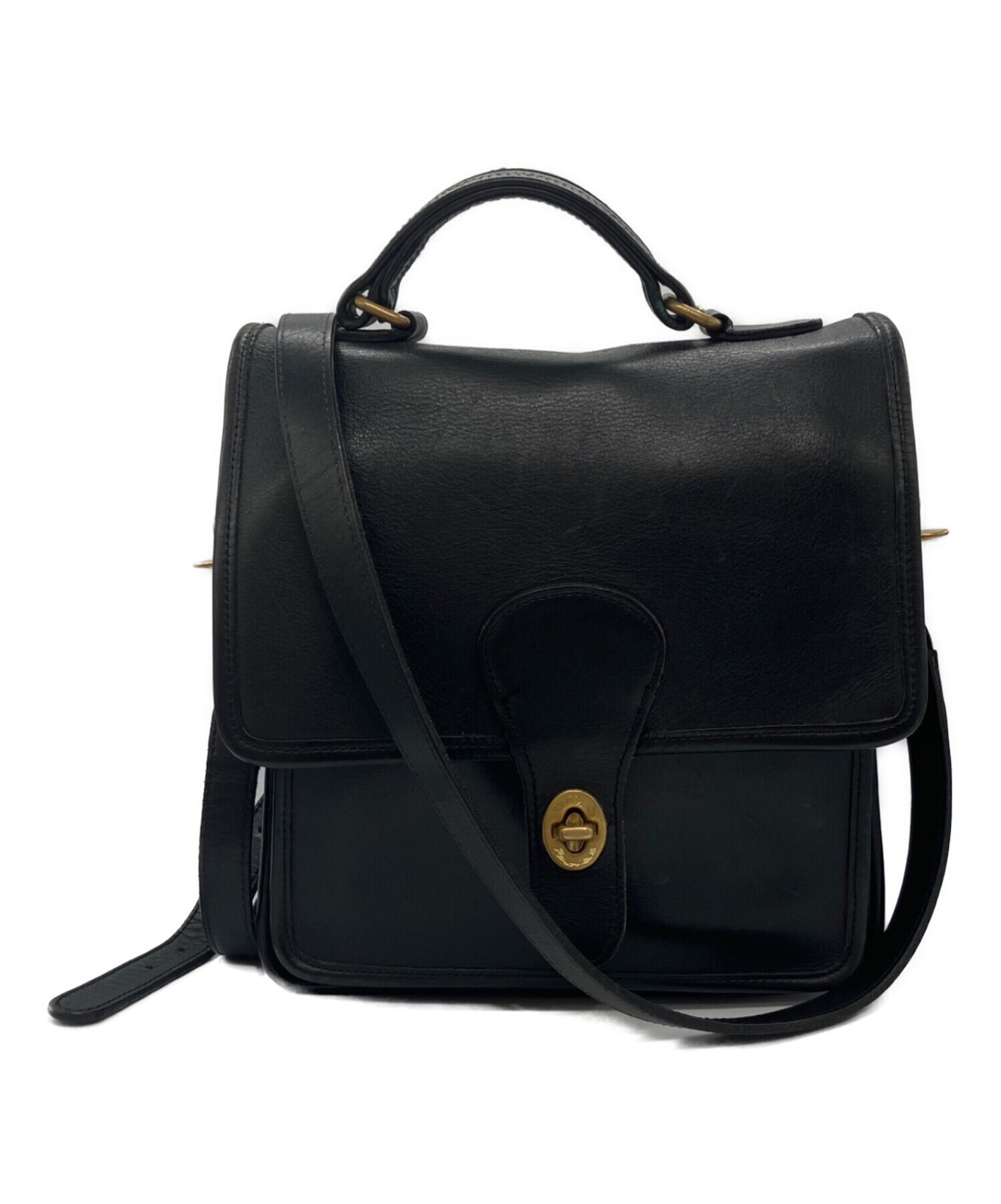 COACH Black Turn Lock Shoulder Bag Men 5130 Authenticated Authentic