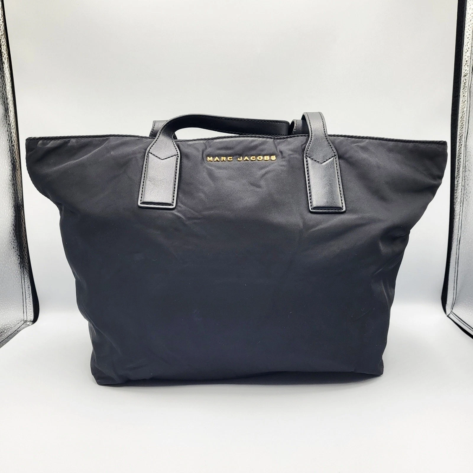 Marc Jacobs Wingman Black Nylon Dual Handle Large Tote Shoulder Bag Classic