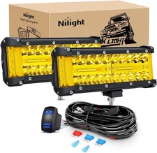 Nilight Side Shooter LED Light Bar 2PCS 7 Inch Triple Row Spot Flood Combo 