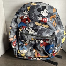 Disney Brand Grey Mickey Pluto Goofy Donald Backpack 16  Long
