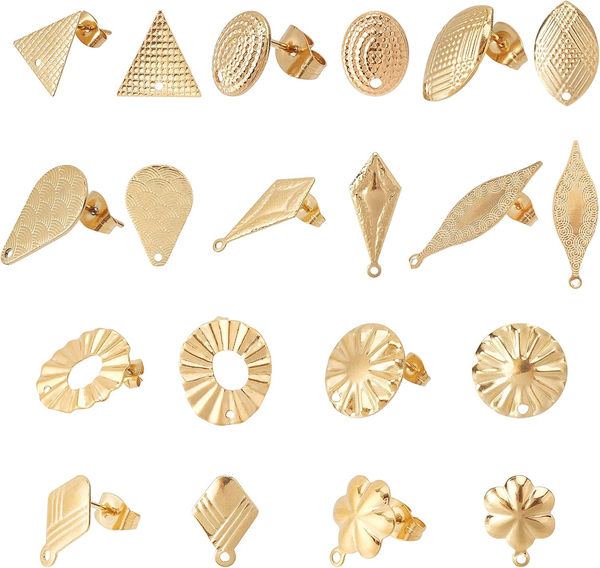 Dicosmetic 20Pcs Edelstahl Goldene Ohrstecker Geometrische Ohrstecker DIY Runder-image