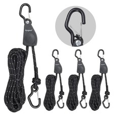 Rope Tie Down Ratchet Kayak Straps with Safety Lock S Hook 1/4" x 14' Heavy D...