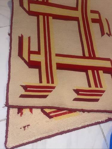Vintage Art Deco Modern Geometric Handmade Rug MCM 70s - Picture 7 of 7