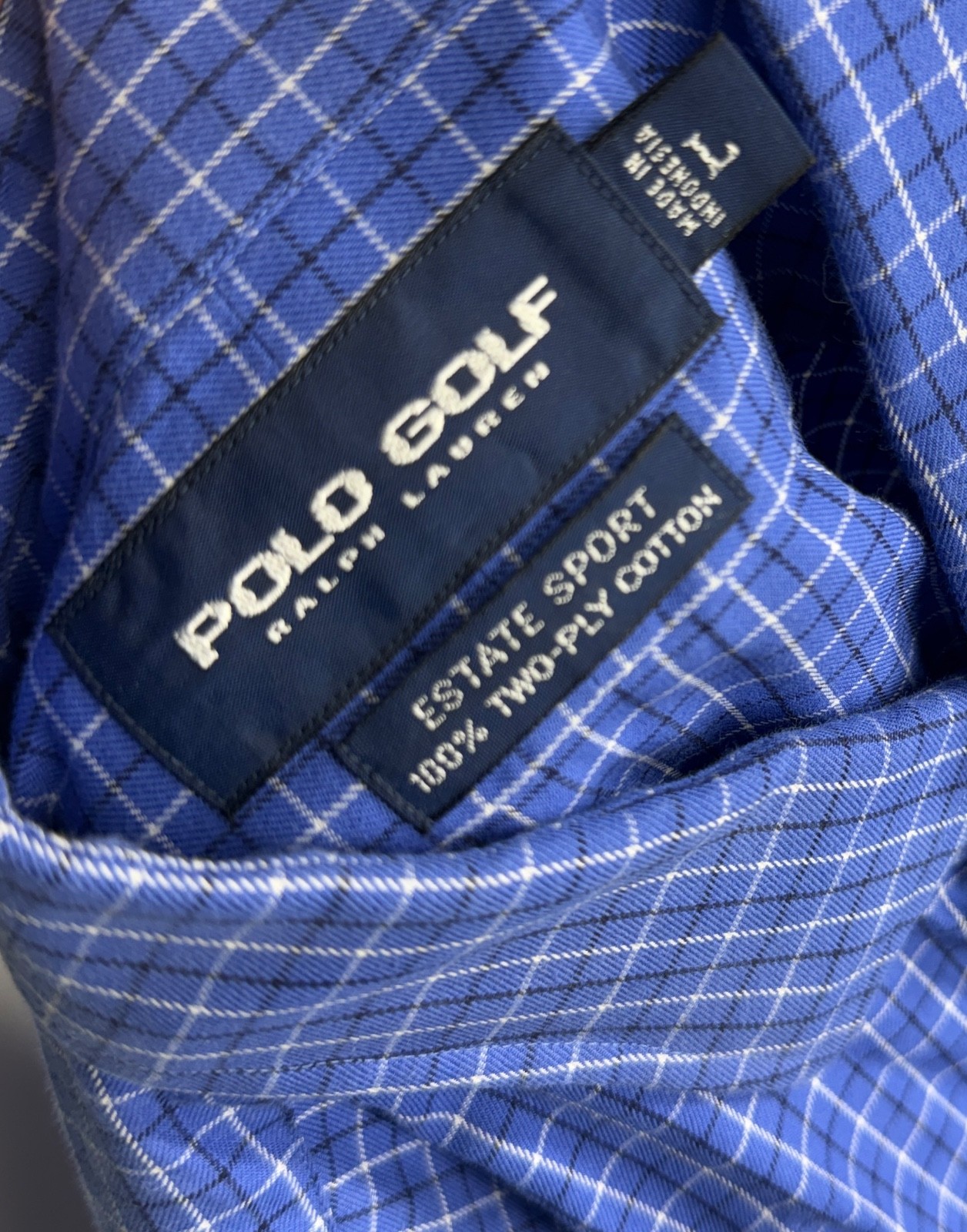 Ralph Lauren Estate Sport Men's Blue/white Long Sleeve Shirt Large