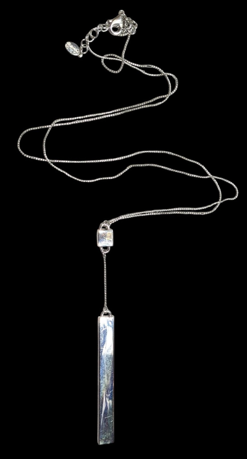 Deroi Modern Rectangular Pillar Silver Tone Neckl… - image 1