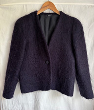 Vintage ALEXON Short Jacket Size 12 Mohair Dark Purple Black Wedding Party Work