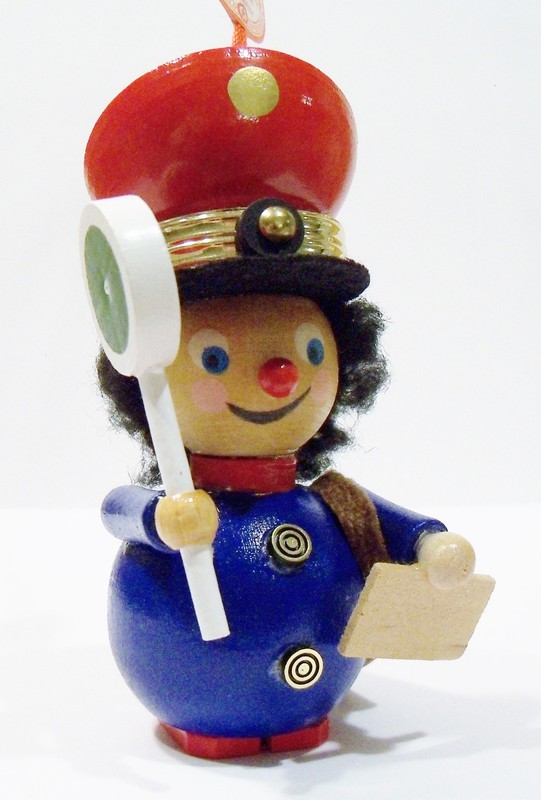 Steinbach Germany Signal Man Railroad Train Conductor Wooden Wood Vntg Ornament