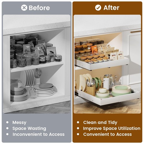 Housolution Pull Out Cabinet Organizer, Expandable Width 12"-20", Depth 16"-2... - Picture 4 of 7