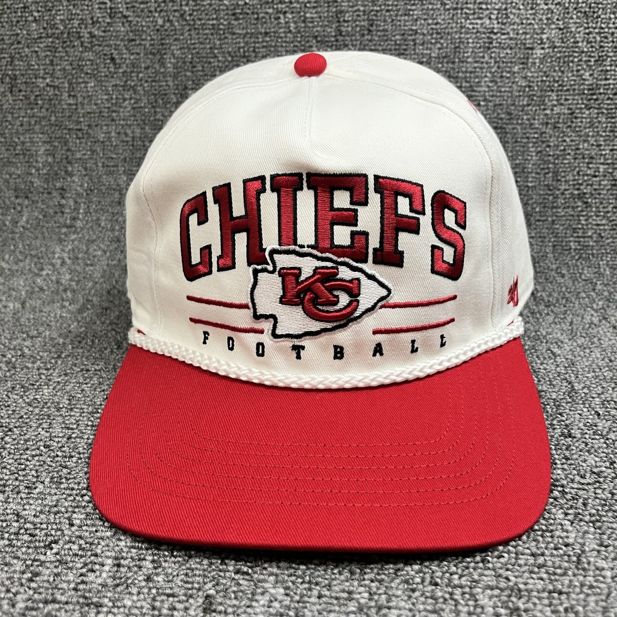'47 Brand Kansas City Chiefs Football White Red Rope Snapback Hat New