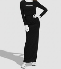 Xscape Women's Black Long-Sleeve Metallic Lined Cut-Out Sheath Dress Size 16