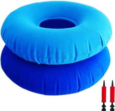 2 Pack Donut Pillow, Inflatable 15x15x2 inches, Dark Blue  Light