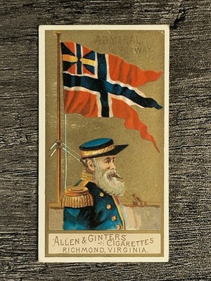 1886 Allen and Ginter Naval Flags N17 #NNO Norway Admiral (POOR)