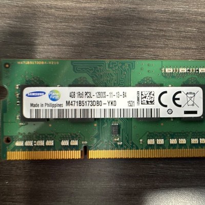 Samsung 4GB DDR3L SO-DIMM PC3L-12800S 204-Pin Non-ECC RAM M471B5173DB0-YK0