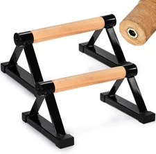 TOPZEA Wood Push Up Bars, Solid Wooden Parallettes Bars with Sturdy Black 