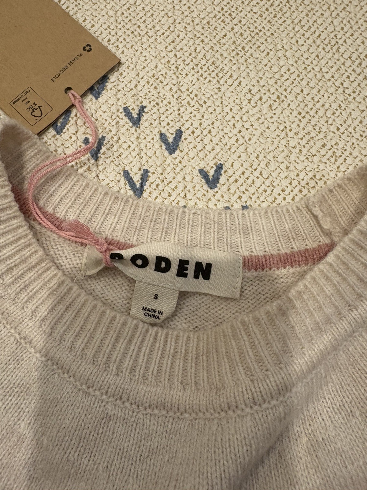 Boden Edie Fair Isle Sweater Robin Pink NWT New size small image 4