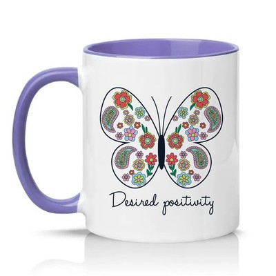 Desired Positivity Unisex 11 Unzen Keramiktasse Schmetterling Blumen Geschenk für Sie & Ihn