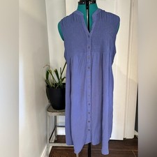 Knox Rose Dress Womens XXL Boho Sleeveless Smocked Button Up Boho Flowy Hippie