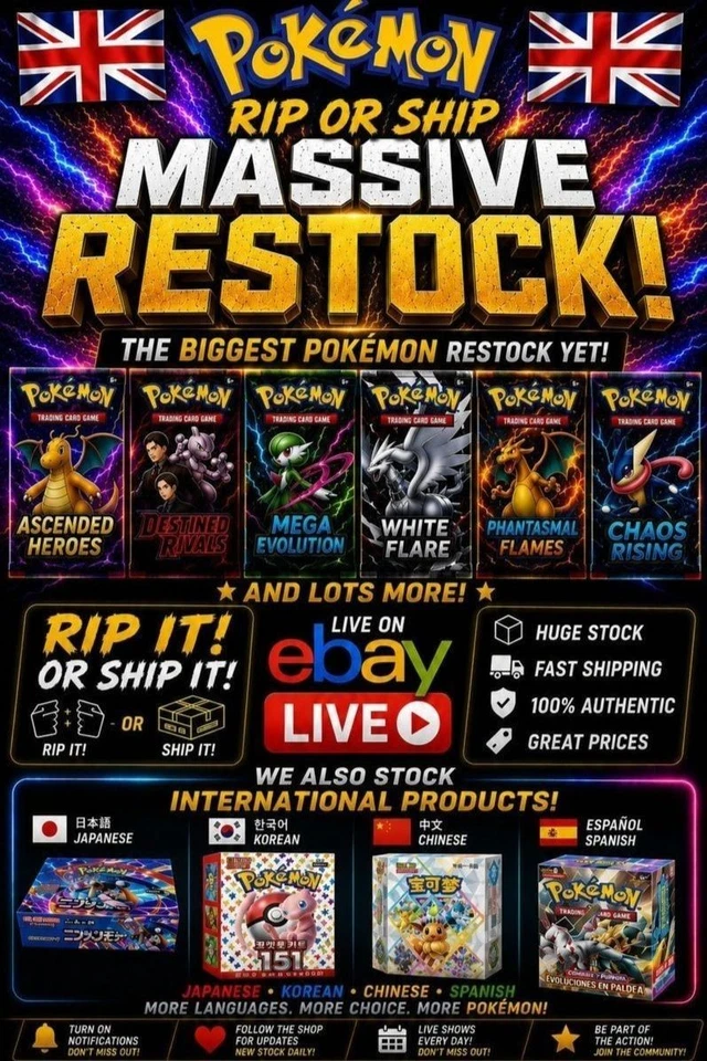 Rip & Ship! Ascended Heroes, Pokemon and Lorcana! Packs, Boxes and More!